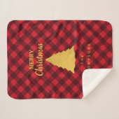 クリスマスレッド&ブラックバッファロープレイドクリスマスツリー シェルパブランケット (正面(横))