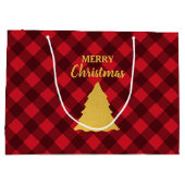 クリスマスレッド&ブラックバッファロープレイドクリスマスツリー ラージペーパーバッグ (裏面)