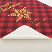 クリスマスレッド&ブラックバッファロープレイドスタースノーフレーク シェルパブランケット (3/4)