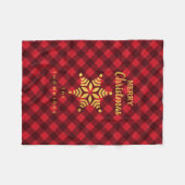 クリスマスレッド&ブラックバッファロープレイドスタースノーフレーク フリースブランケット (正面(横))