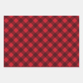クリスマスレッド&ブラックバッファロープレイド ラッピングペーパーシート (正面3)