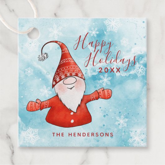 クリスマスレッド&ブルーキュート格言ハッピーホリデー フェイバータグ (正面)