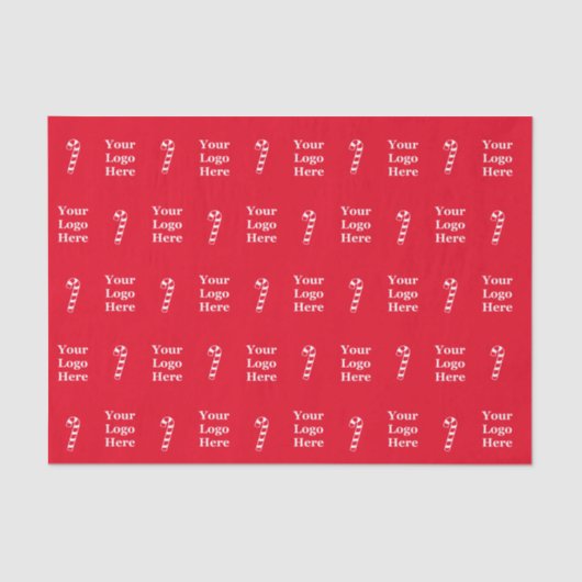 クリスマスレッド&ホワイトキャンディーケーンビジネスロゴ 薄葉紙 (正面)