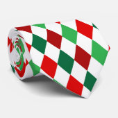 クリスマスレッド、ホワイトグリーンダイヤモンドパタアーガイルーン ネクタイ (ロール)