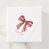 クリスマスレッド | ホワイトコケット弓ベビーシャワー フェイバータグ (インサイチュ)