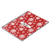 クリスマスレッド&ホワイトスノーフレークのシームレスパターン ノートブック (左側)