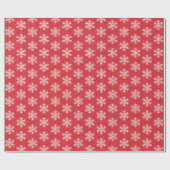 クリスマスレッド&ホワイトスノーフレークスホリデーパター ラッピングペーパー (フラット)