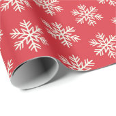 クリスマスレッド&ホワイトスノーフレークスホリデーパター ラッピングペーパー (ロールコーナー)
