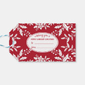 クリスマスレッド、ホワイトホリー、フェスティバル ギフトタグ (裏面横)