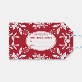 クリスマスレッド、ホワイトホリー、フェスティバル ギフトタグ