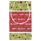 クリスマスレッド、ホワイト、グリーン スモールペーパーバッグ (裏面)