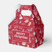 クリスマスレッド、ホワイト、フェスティバルパターン フェイバーボックス (正面サイド)