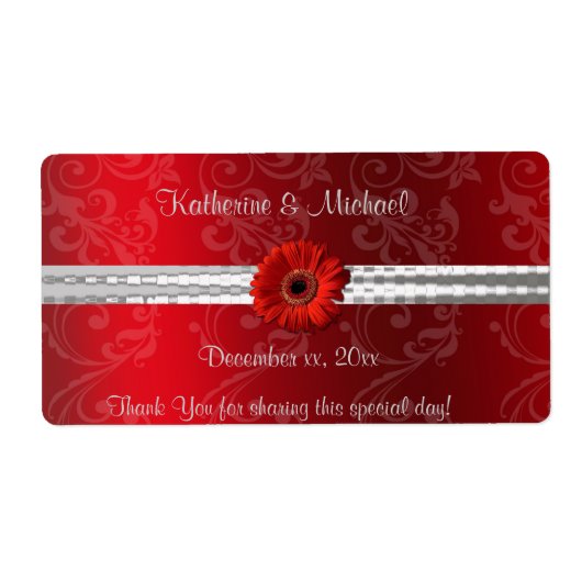 クリスマスレッド、休日/結婚のワインラベル ラベル (正面)