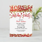 クリスマスレッド&金ゴールドドッモダンツホリデーパーティー 招待状 (スタンド正面)