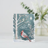 クリスマスレッド(鳥)ショウジョウコウカンチョウウィンターランドスケープフラット シーズンカード (スタンド正面)