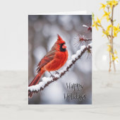 クリスマスレッド（鳥）ショウジョウコウカンチョウオンウィンターブランチ カード (黄色い花)