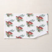 クリスマスレッド（鳥）ショウジョウコウカンチョウグリーンリーウォーター色 バスタオルセット (ハンドタオル)