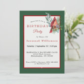 クリスマスレッド（鳥）ショウジョウコウカンチョウグリーン誕生日 招待状 (スタンド正面)