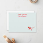 クリスマスレッド（鳥）ショウジョウコウカンチョウノートカード ノートカード (正面/裏面インサイチュ)