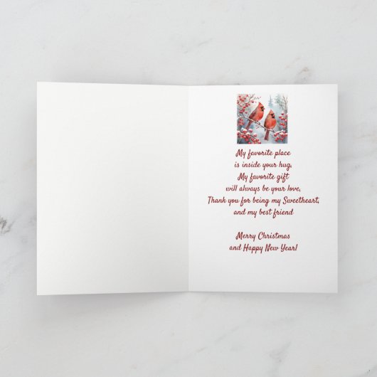 クリスマスレッド（鳥）ショウジョウコウカンチョウバードスウィートフレンド シーズンカード (内部)