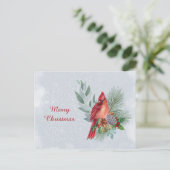 クリスマスレッド（鳥）ショウジョウコウカンチョウビジネスウォーターカラー シーズンポストカード (スタンド正面)