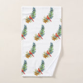 クリスマスレッド(鳥)ショウジョウコウカンチョウブルーベリーウォーター色 バスタオルセット (ハンドタオル)