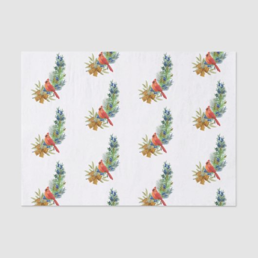 クリスマスレッド（鳥）ショウジョウコウカンチョウブルーベリーウォーター色 薄葉紙 (正面)