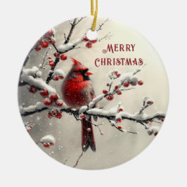 クリスマスレッド（鳥）ショウジョウコウカンチョウホリデーオーナメント セラミックオーナメント