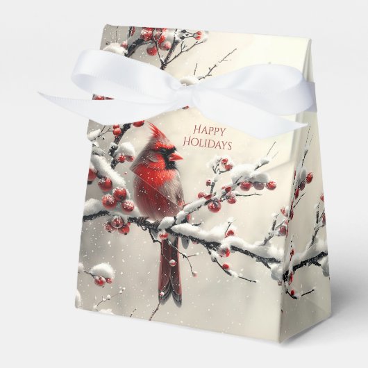 クリスマスレッド（鳥）ショウジョウコウカンチョウホリデーギフトボックス フェイバーボックス (正面サイド)