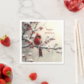 クリスマスレッド(鳥)ショウジョウコウカンチョウホリデーナプキン スタンダードカクテルナプキン (インサイチュ)