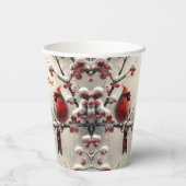 クリスマスレッド（鳥）ショウジョウコウカンチョウホリデー紙カップ 紙コップ (裏面)