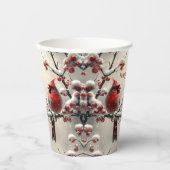 クリスマスレッド（鳥）ショウジョウコウカンチョウホリデー紙カップ 紙コップ (正面)