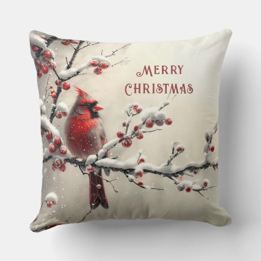 クリスマスレッド(鳥)ショウジョウコウカンチョウホリデー装飾用クッション クッション (裏面)