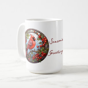 クリスマスレッド(鳥)ショウジョウコウカンチョウホリーベリーフェスティバル コーヒーマグカップ