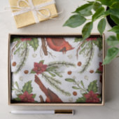 クリスマスレッド（鳥）ショウジョウコウカンチョウポインセチア緑の松 薄葉紙 (ギフト)