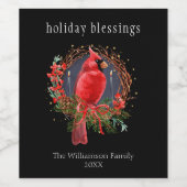 クリスマスレッド（鳥）ショウジョウコウカンチョウユール（キリスト降誕祭）至ボホホリデイ ワインラベル (シングルラベル)