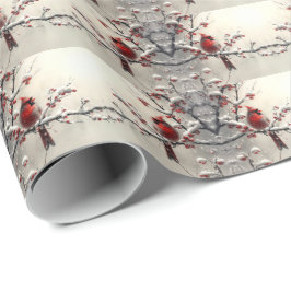 クリスマスレッド（鳥）ショウジョウコウカンチョウラッピング紙 ラッピングペーパー