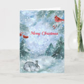 クリスマスレッド（鳥）ショウジョウコウカンチョウラビットランドスケープウォーター色 シーズンカード (正面)