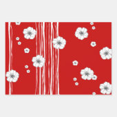 クリスマスレッ素朴ド・ラフィアとフラワーハンド ラッピングペーパーシート (正面3)