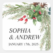 クリスマスレッ結婚ドベリーのシール スクエアシール (正面)