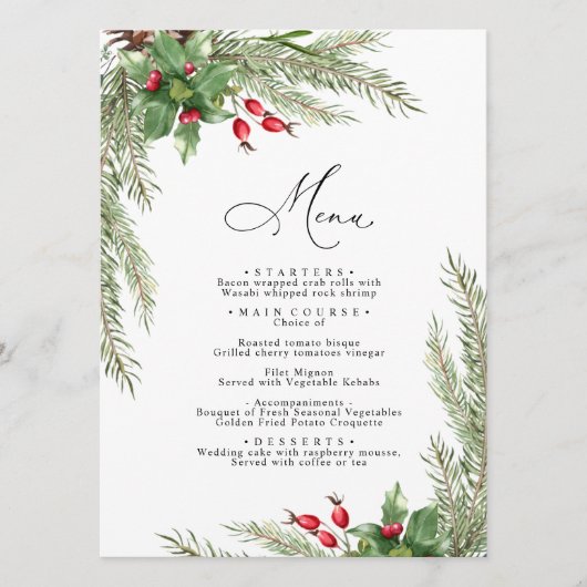 クリスマスレッ結婚ドベリーのメニュー メニュー (正面)