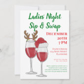 クリスマスレディースナイトギフトワイン交換 招待状 (正面)