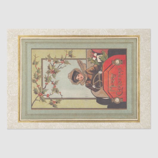 クリスマスレディードライバカーホリデーヴィンテージホリー 薄葉紙 (正面)