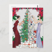 クリスマスレトロアールデコヴィンテージエレガントレディース ポストカード (正面/裏面)