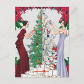 クリスマスレトロアールデコヴィンテージエレガントレディース ポストカード (正面)