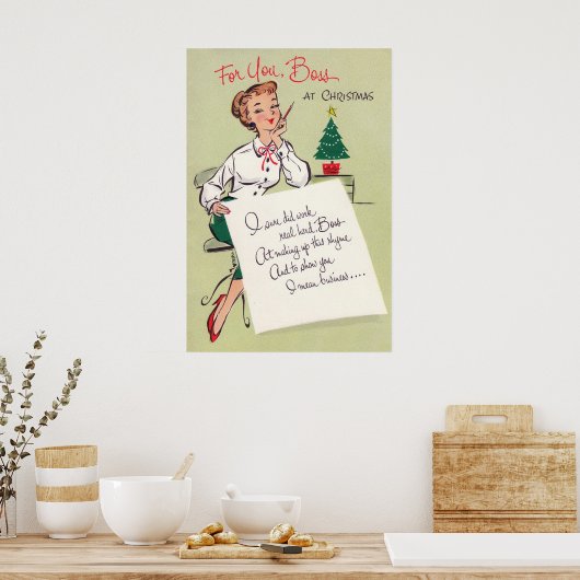 クリスマスレトロオフィスのパーティーデコールポスター ポスター (キッチン)