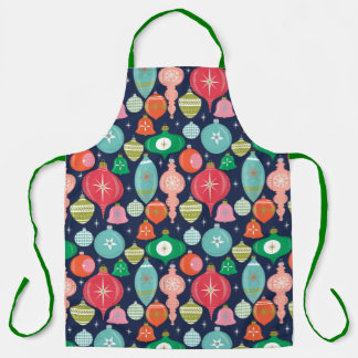 クリスマスレトロオーナメントブルー エプロン