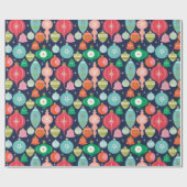 クリスマスレトロオーナメントブルー ラッピングペーパー (フラット)