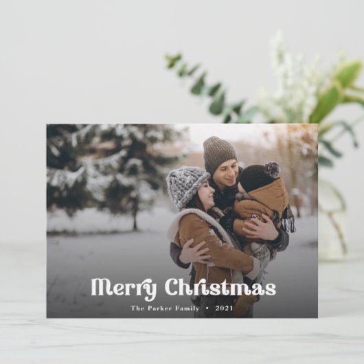 クリスマスレトロオーバーレイ文字写真 シーズンカード (スタンド正面)