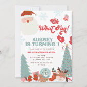 クリスマスレトロオ何おもしろい1st誕生日 招待状 (正面)